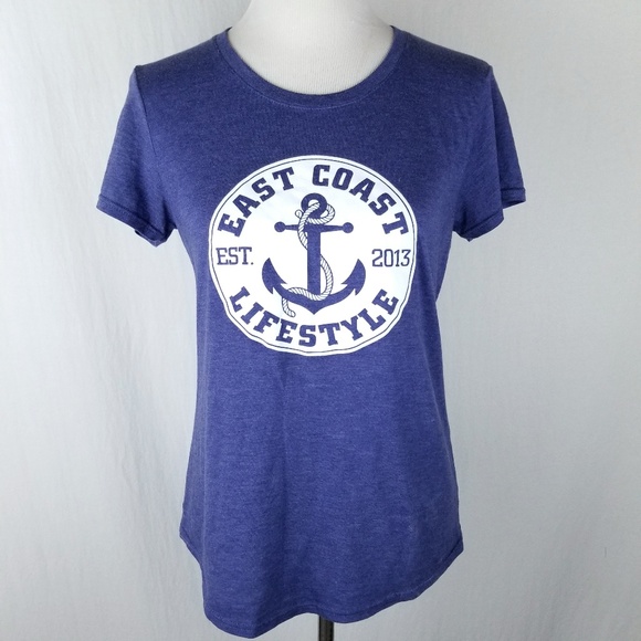 East Coast Lifestyle Tops - East Coast Lifestyle Blue Soft Graphic Tee Shirt